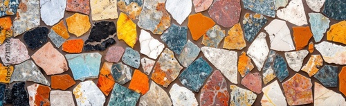 Colorful Mosaic Stones Background with Terrazzo Marble Texture photo