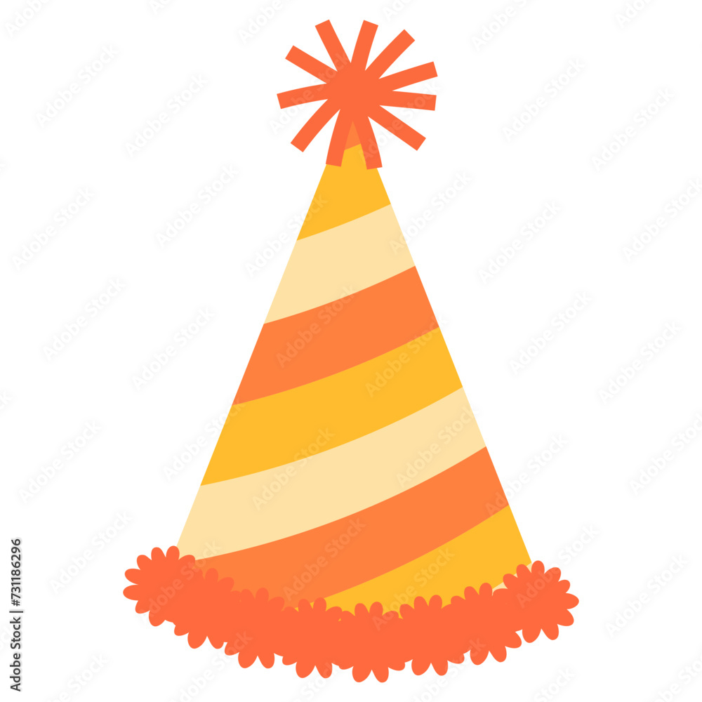 yellow and orange stripe fancy birthday hat illustration yellow and orange stripe fancy birthday hat illustration