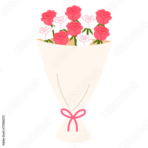 red and white bouquet with bow illustration © AnotaiSi