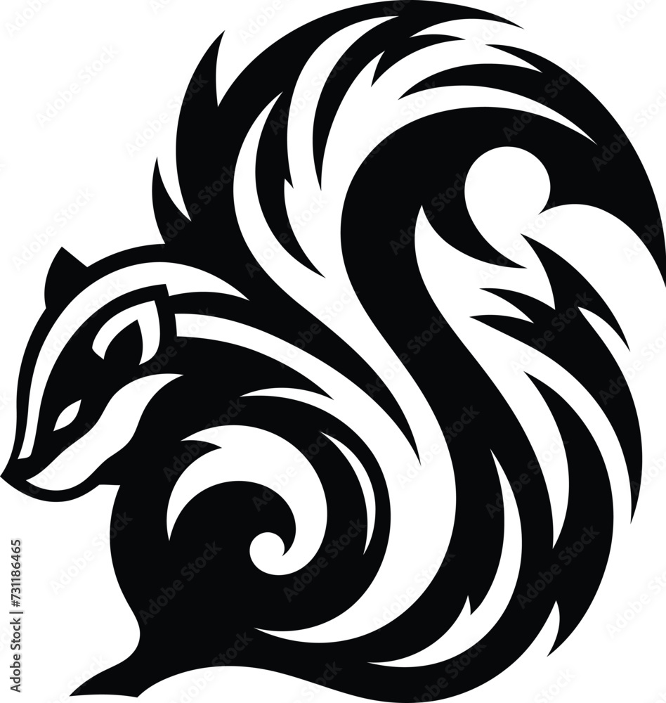 modern tribal tattoo skunk, abstract line art of animals, minimalist contour. Vector modern tribal tattoo skunk, abstract line art of animals, minimalist contour. Vector