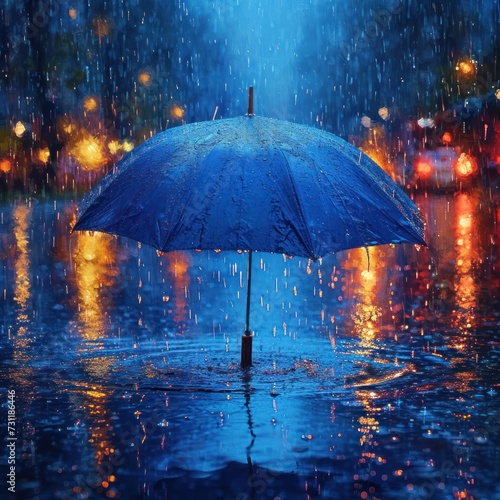 Umbrellas float above the ground when the rainy season arrives with an elegant background and urban atmosphere  with the concept of aesthetics  serenity  life  imagination  art. Generative Ai