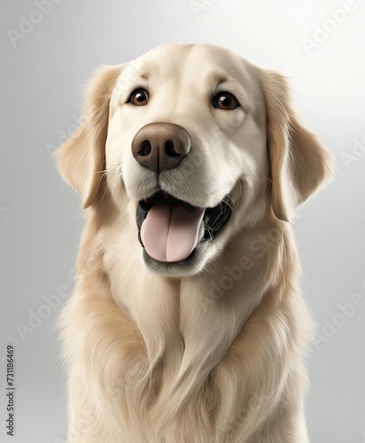happy and smiling golden retriever, isolated white background. copy space for text  © abu