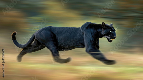 Black panther in a swift motion  a blur of power