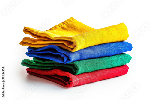 A serene display of colorful napkins isolated