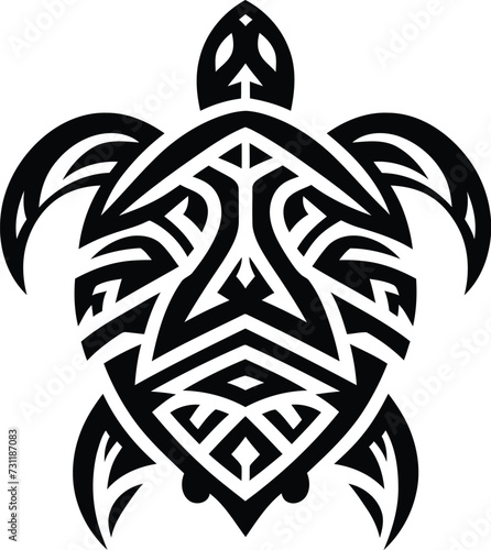 modern tribal tattoo turtle, abstract line art of animals, minimalist contour. Vector