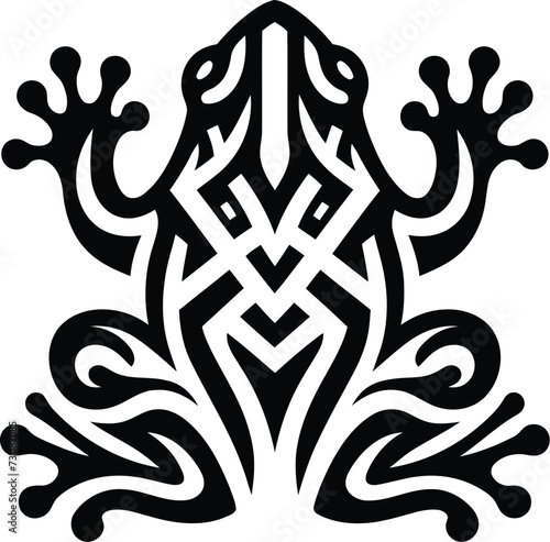 modern tribal tattoo frog, abstract line art of animals, minimalist contour. Vector