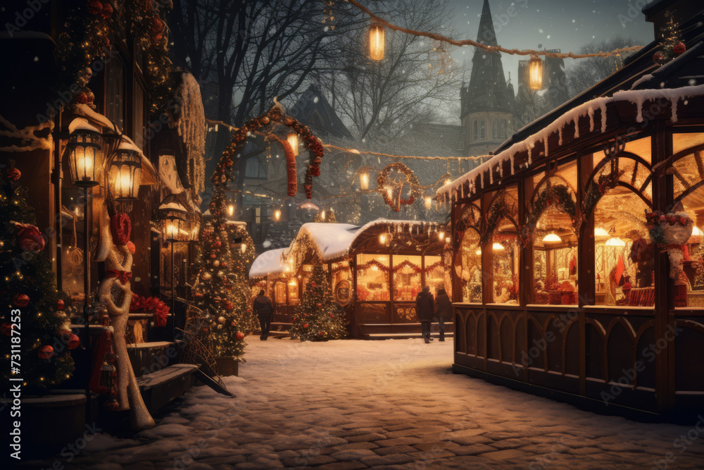 Enchanting Christmas Markets with Romantic Cinematic Lighting
