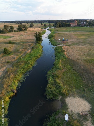 Zdjęcia z drona: rzeka Liwiec okolice zamku w Liwie. © Pit75Wawa