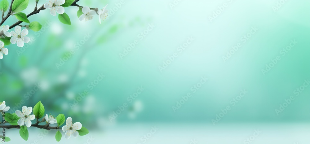 white cherry blossom flower with bokeh soft light, abstract spring nature background, Generative Ai - obrazy, fototapety, plakaty 