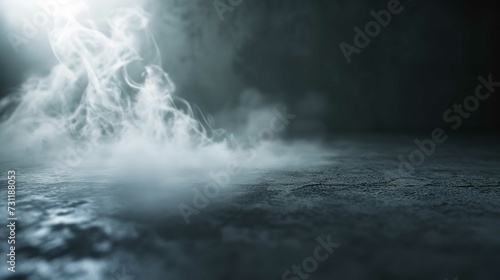 Photograph of Smoke on a Cement Floor with Defocused Background