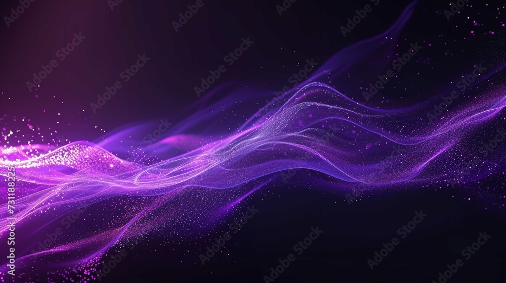 Obraz premium Purple Wave Glow - Lighting Effect Abstract Background