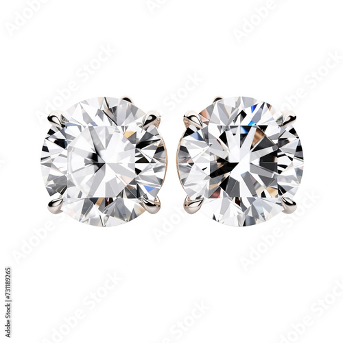 Luxury diamond earrings isolated on transparent background
