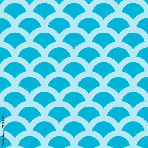 Seamless vector pattern with blue scallops