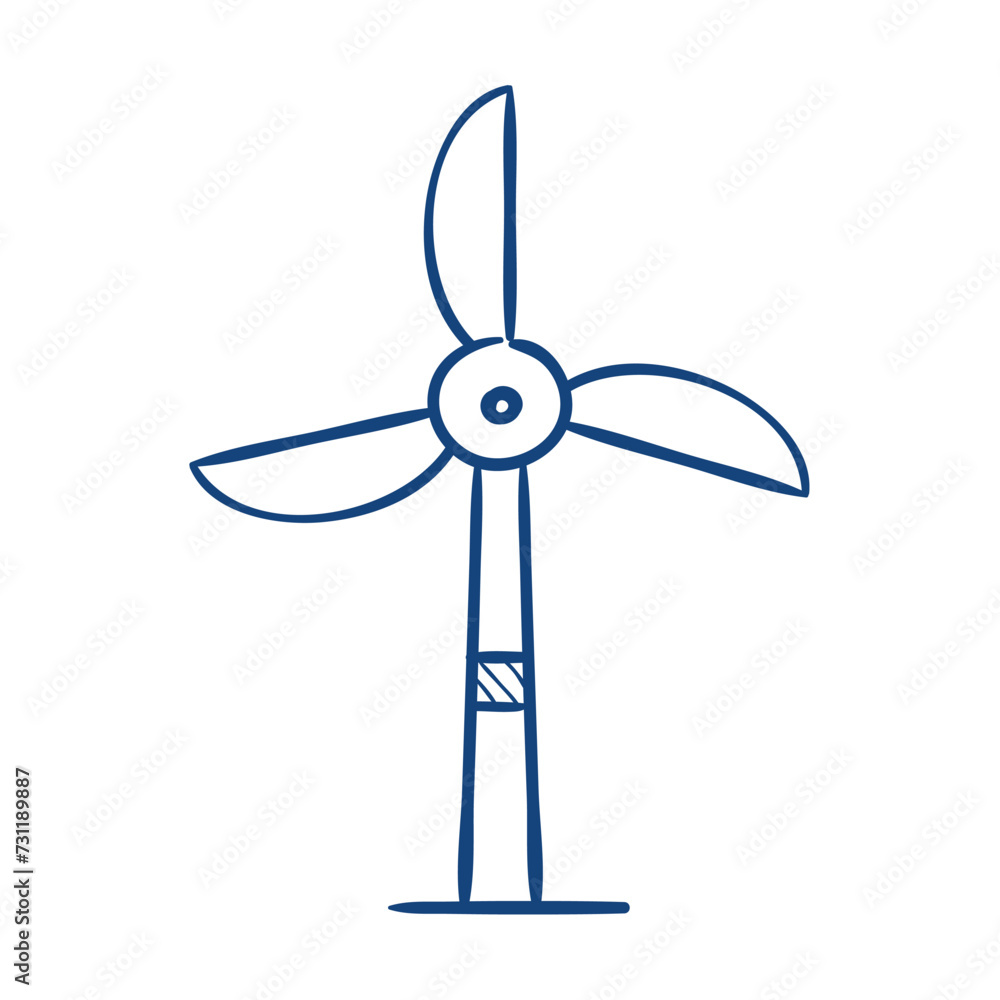 Windmill for electric power production. Hand drawn vector illustration. Windmill for electric power production. Hand drawn vector illustration.