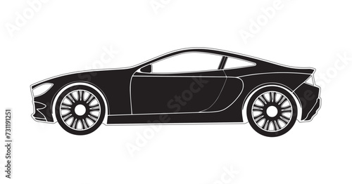 Sports car silhouette side view