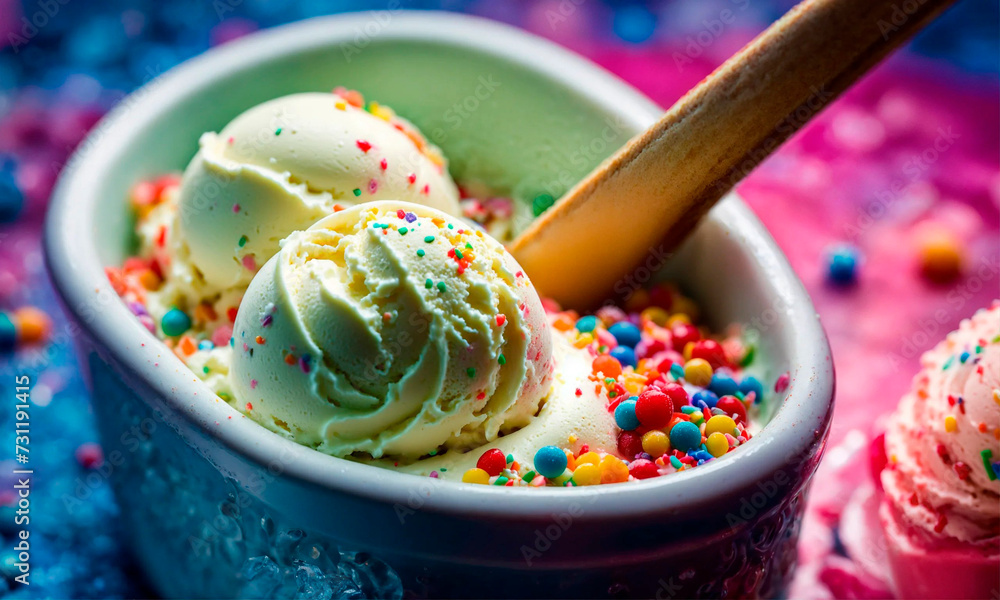 a lot of different colorful ice cream. Selective focus. a lot of different colorful ice cream. Selective focus.
