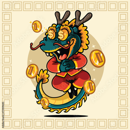 Dragon Chinese Cartoon Character Money Eyes © tooner.studio