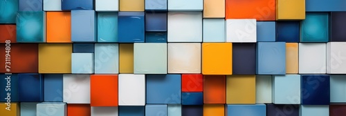 Abstract colors and geometric shapes on a wall    light Gray  shaped canvas  Kodak Colorplus  colorful patchwork 