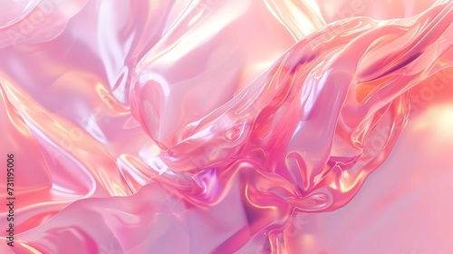 Soft Pink Abstract Iridescent Liquid Smoke Plasma