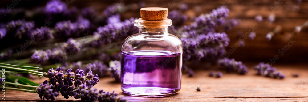 lavender essential oil in bottles. Selective focus. lavender essential oil in bottles. Selective focus.
