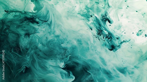 Tranquil Mint Water Abstract Ink Texture Background