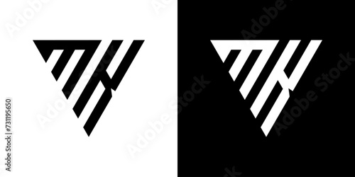 MK letter vector logo abstract combination of triangles