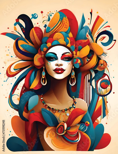 Brazil Carnival, Brasil Carnaval, Fun, Party, Brazilian Dance, portrait of a woman with a fan. 