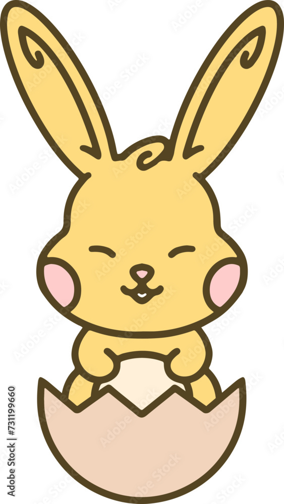 Obraz premium cute easter bunny cartoon with easter egg