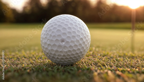 golf ball on green grass closeup