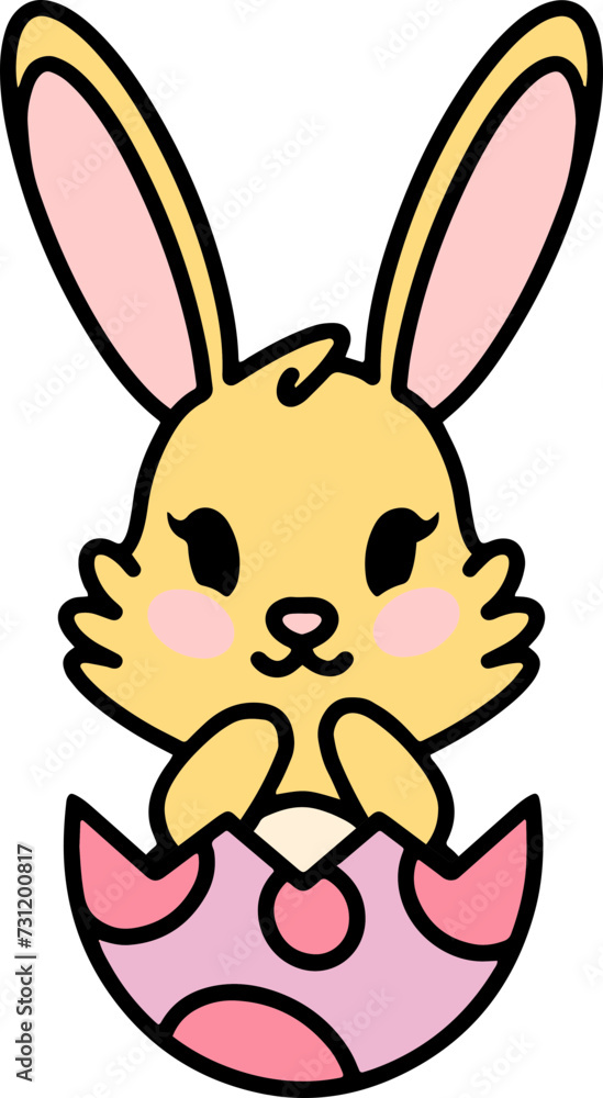 cute easter bunny in egg