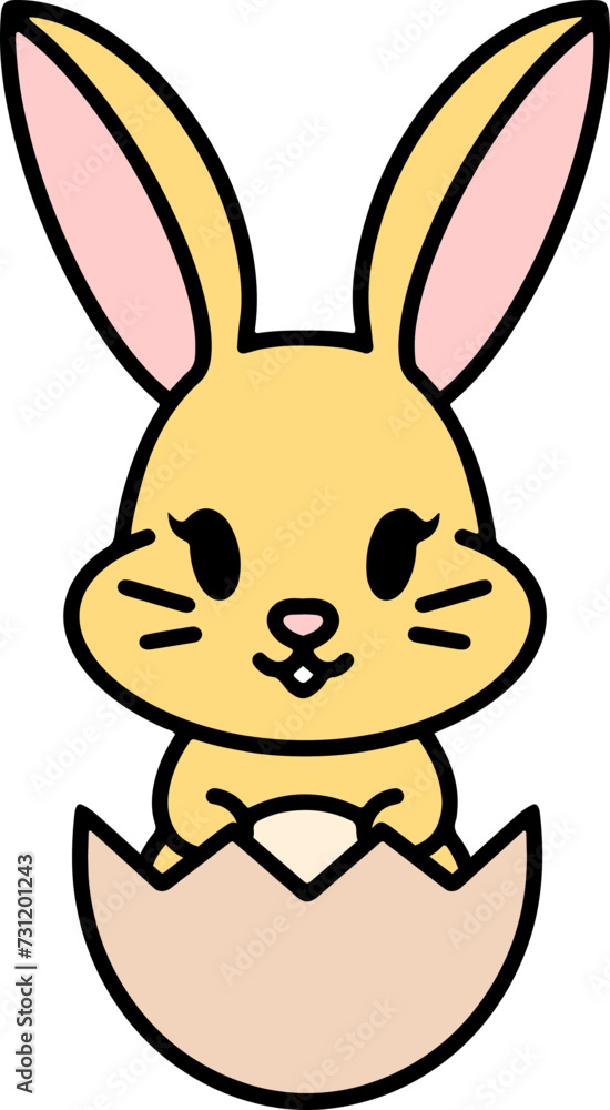 cute bunny in easter egg cartoon cute bunny in easter egg cartoon