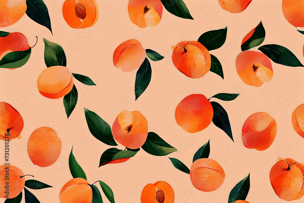 Peaches fruits isolated pattern background Peaches fruits isolated pattern background