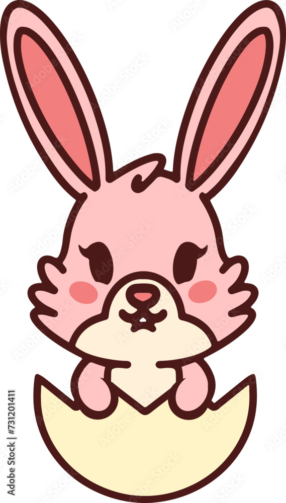 cute bunny in easter egg cartoon cute bunny in easter egg cartoon