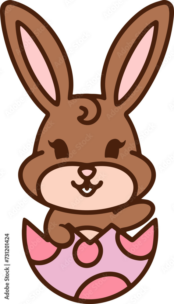 cute bunny in easter egg cartoon cute bunny in easter egg cartoon