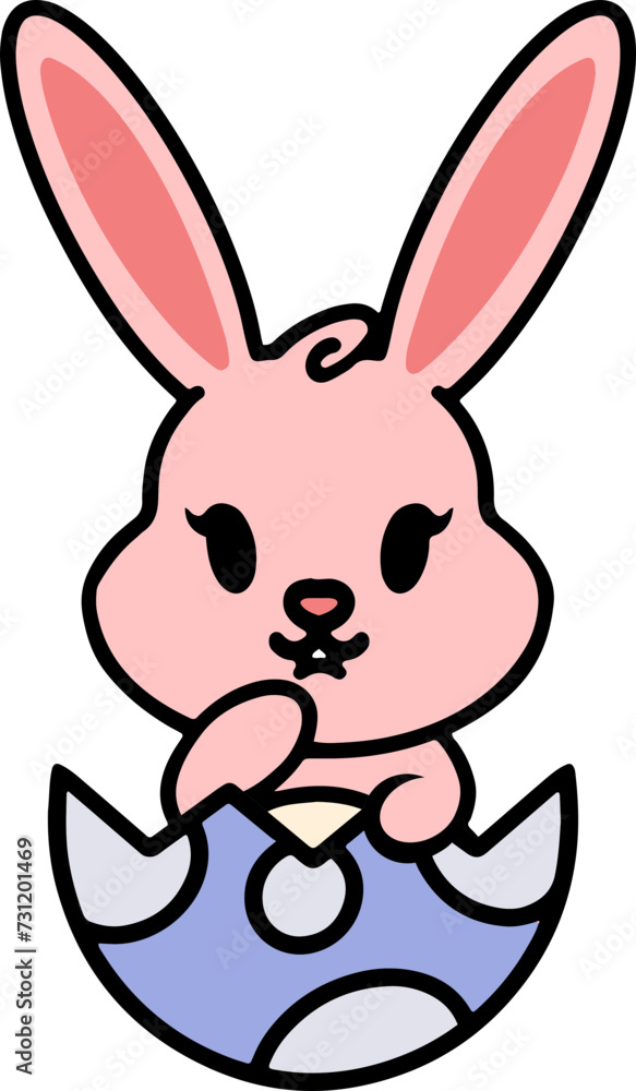 cute bunny in easter egg cartoon cute bunny in easter egg cartoon