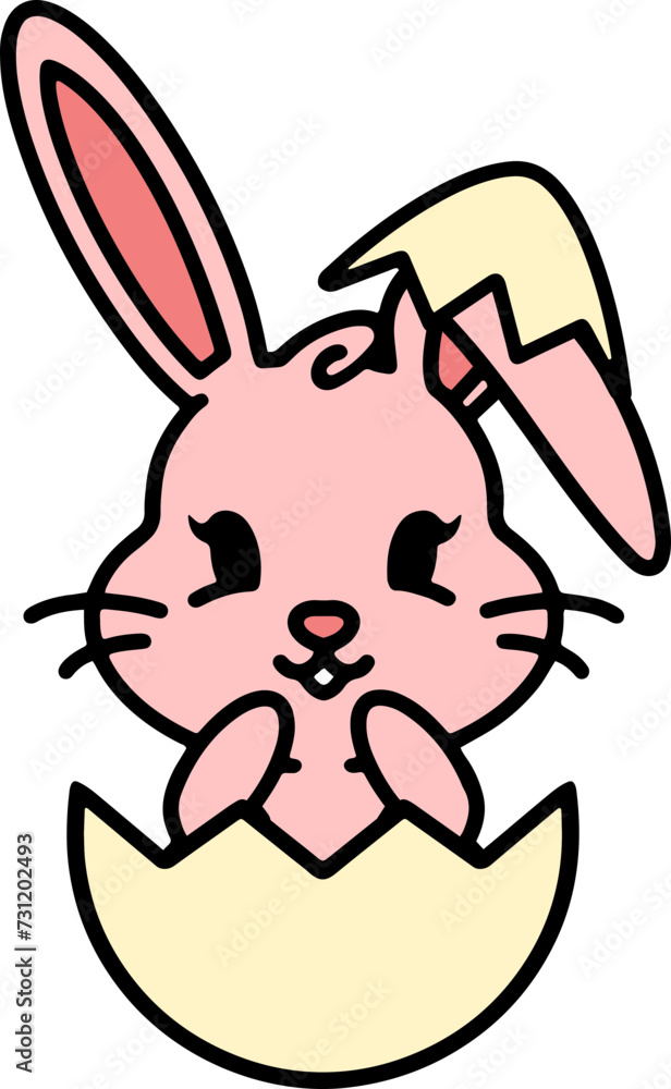Obraz premium cute easter bunny in egg cartoon
