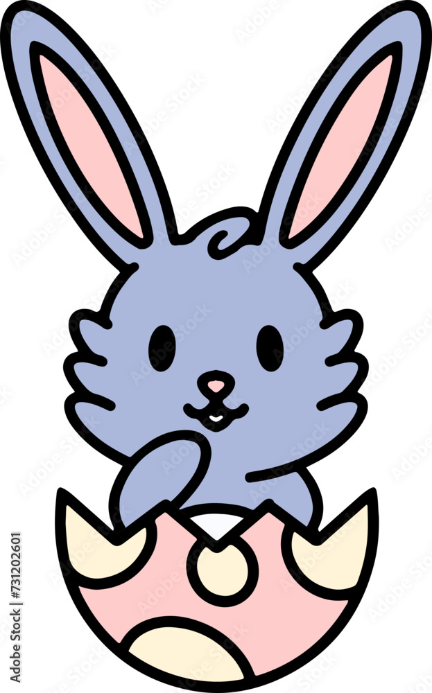 cute easter bunny in egg cartoon cute easter bunny in egg cartoon
