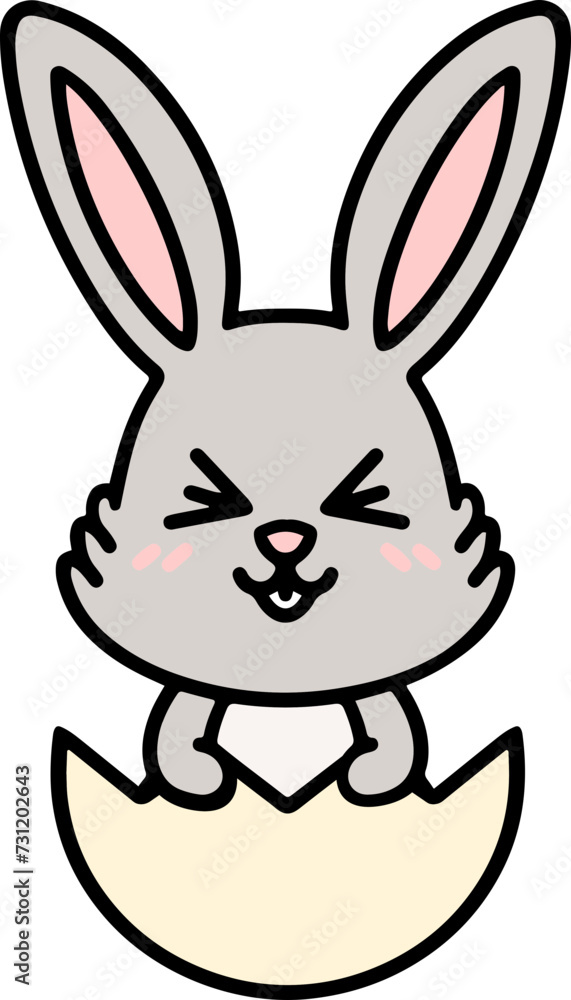 cute easter bunny in egg cartoon cute easter bunny in egg cartoon