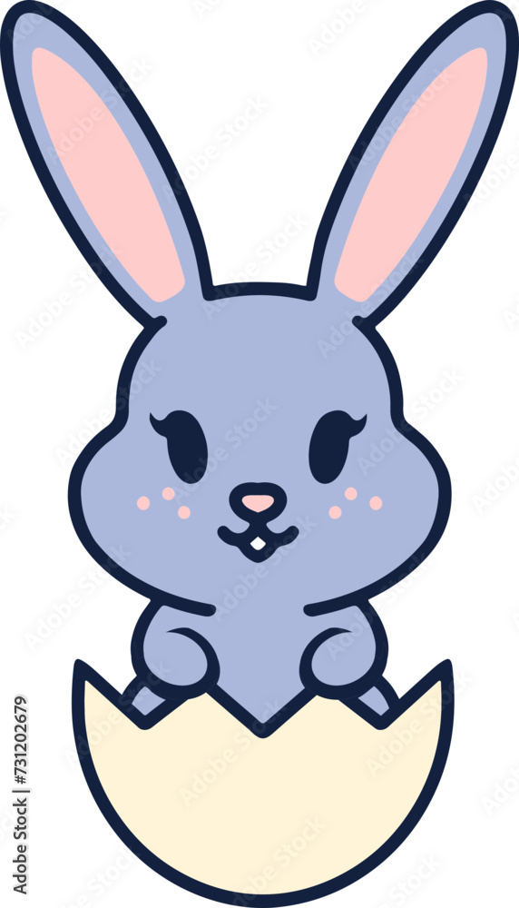 cute easter bunny in egg cartoon cute easter bunny in egg cartoon