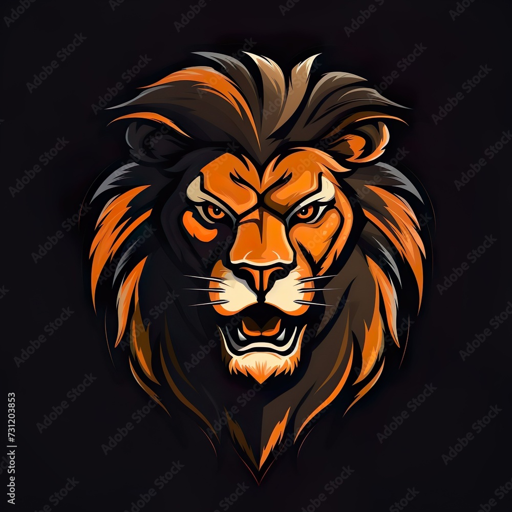 hand drawn lion mascot logo  