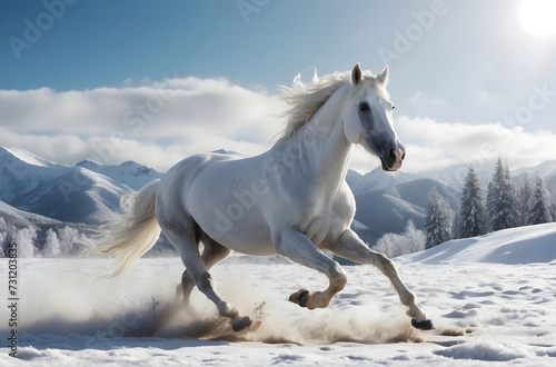 white horse in winter © Knuckles
