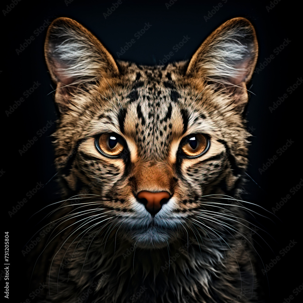 Majestic Feline Gaze: Close-Up Portrait created with Generative AI technology