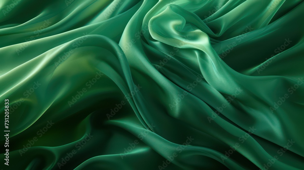 Abstract design of green silk waves background Abstract design of green silk waves background