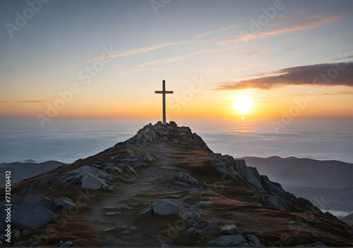 Summit cross, view at sunrise