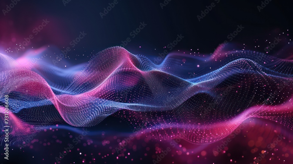Fototapeta premium 3D Abstract Background with Wavy Shape in dark purple Spectrum