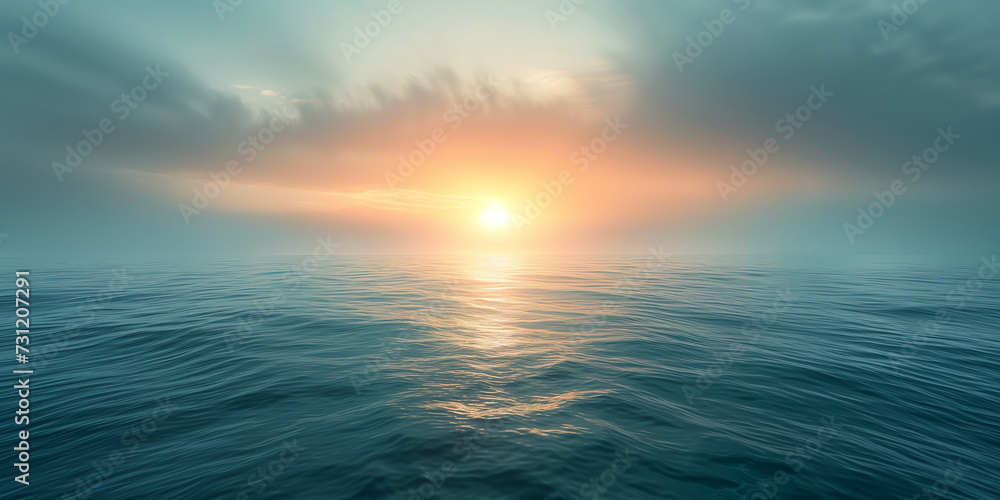 Obraz premium A sunrise over a minimalistic ocean