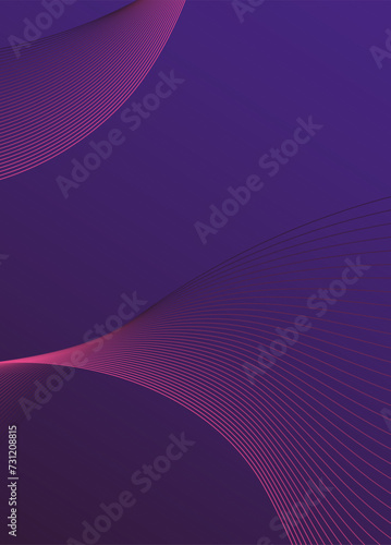 Abstract background vector violet, dark with dynamic waves for wedding design. Futuristic technology backdrop with network wavy lines. Premium template with stripes, gradient mesh for banner, poster