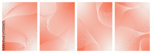 Abstract background vector set orange, peach fuzz with dynamic waves for wedding design. Futuristic backdrop with network wavy lines. Premium template with stripes and gradient mesh for banner, poster