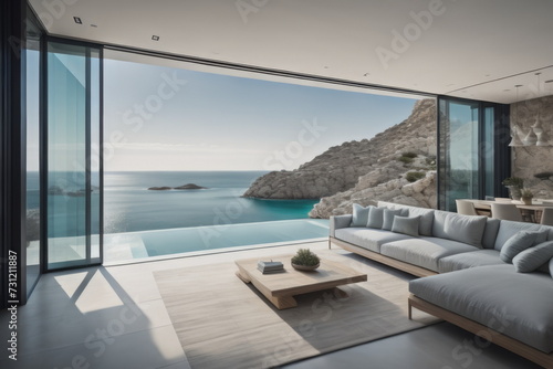  Luxury terrace with breath-taking view of the sea lagoon with crag © Marko