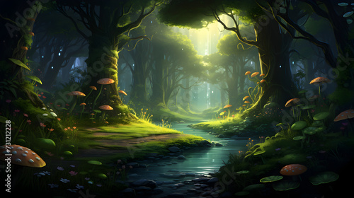 magic forest in night 3d wallpaper and background image,, forest in the night